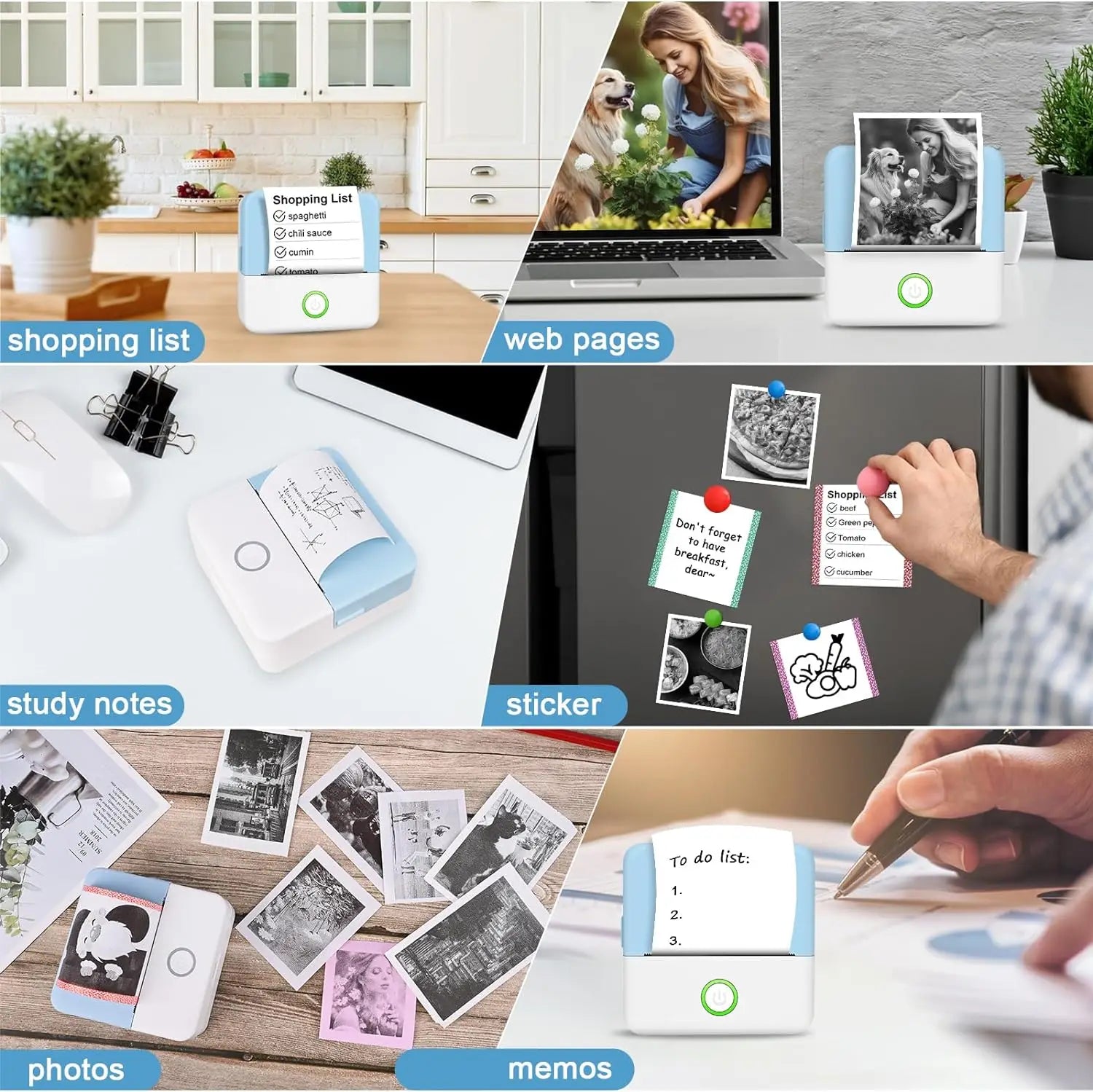 Mini HD Portable Label Thermal Printer Endurance Bluetooth Printer for Student Error Title Note Wrong Pocket Inkless Printing